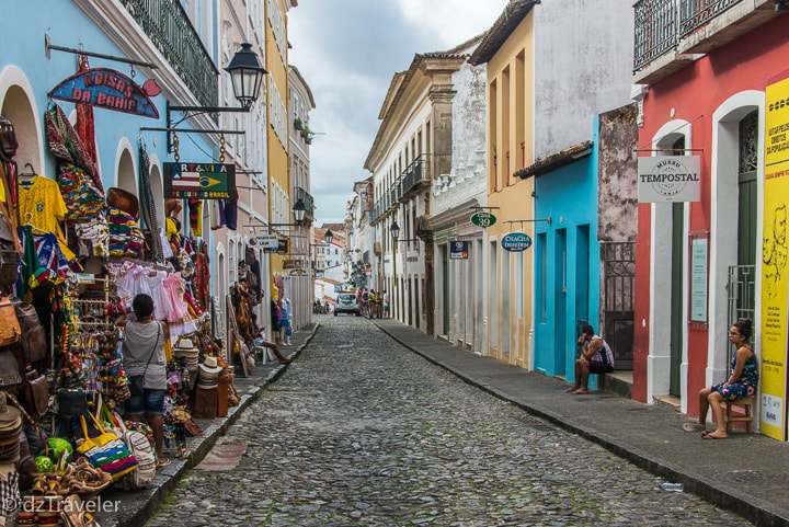 Narrow cobblestone street of Pelourinho, Salvador