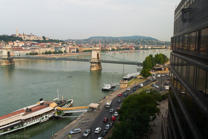 A view of Budapest through the room window