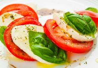 Caprese salad with mozzarella, tomato and basil