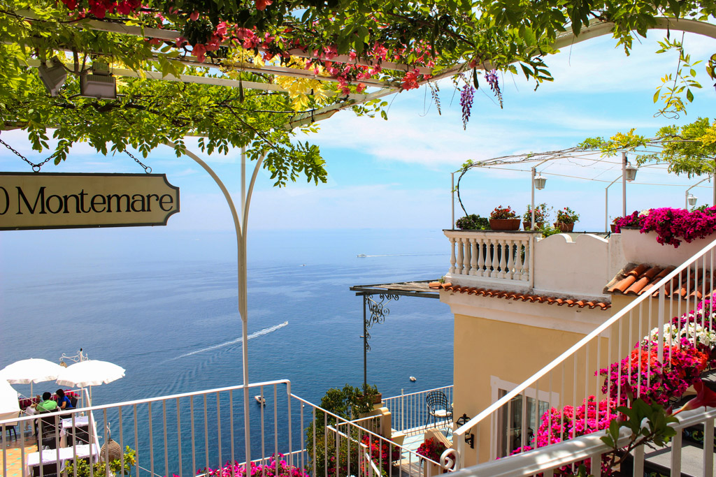 Terrace of a restaurant on the Amalfi Coast