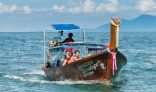 A Longtail boat heading towards Maya Bay