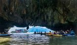 Kayaking through the cave