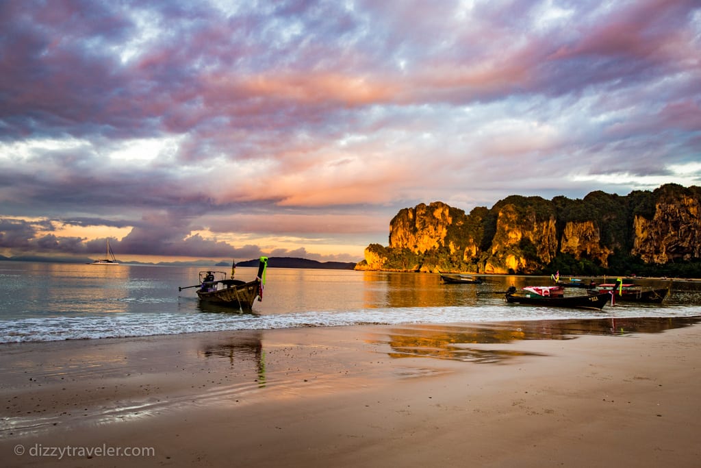 A view of Railay Beach and the mountain in the backdrop