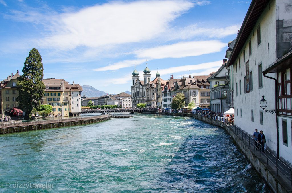 Lake Lucerne and beautiful buildings along the lake