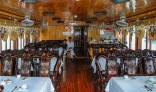 The restaurant on the upper deck of the junk boat