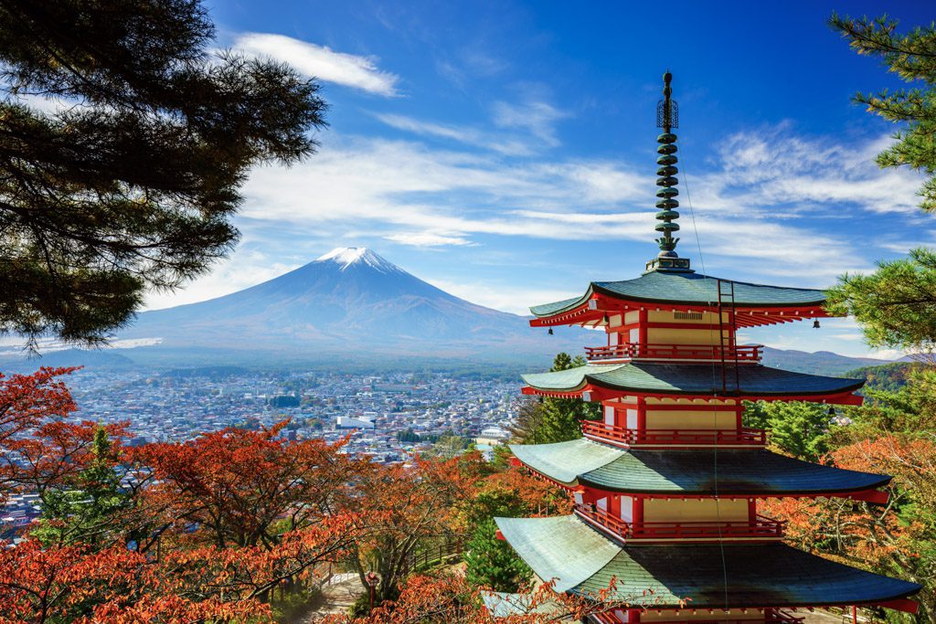 Mt. Fuji with Chureito Pagoda, japan