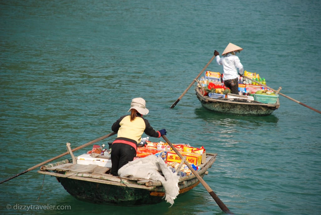 Local people in Halong Bay