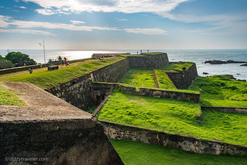 Fort wall and the Indian ocean, Sri Lanka