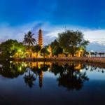 Panorama view of Tran Quoc pagoda, the oldest temple in Hanoi, North Vietnam