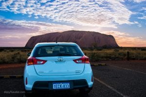 The renal car I was driving in Uluru, Australia