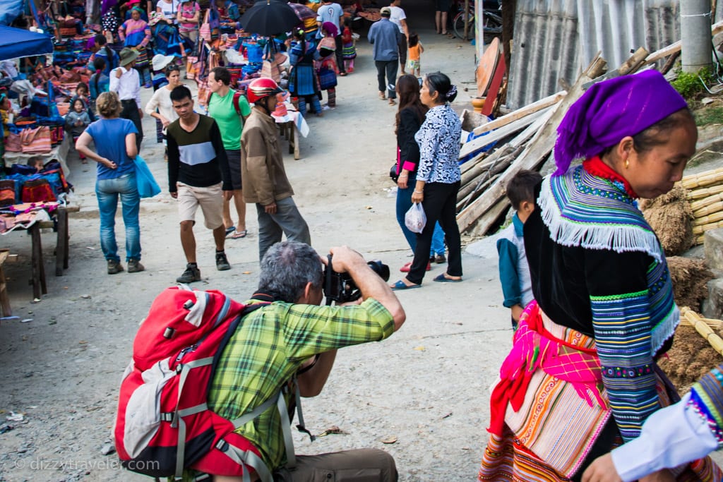 Tourists in Bac Ha Sunday Market