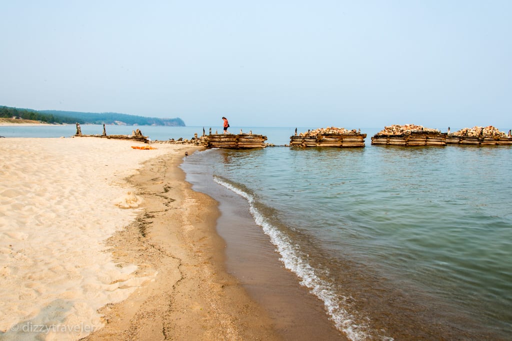 wooden pier - beautiful sandy beach