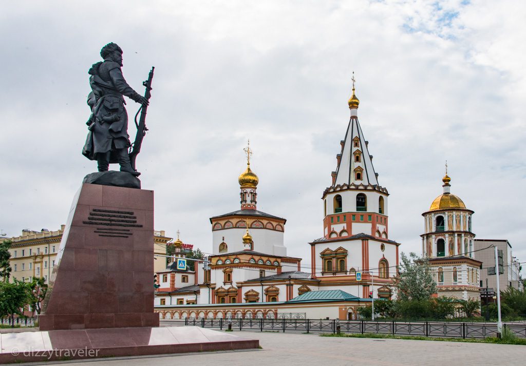 The monument to the founders of this city in Siberia