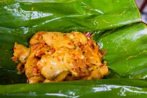 Curry Chicken cooked in Babmoo Leaf
