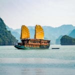 Getting dark in Ha Long Bay, spending a night in the bay is something need to be experienced !